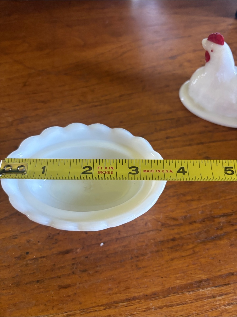Vintage Westmoreland marked opalescent milk glass Hen-On-Nest trinket dish - Picture 9 of 12
